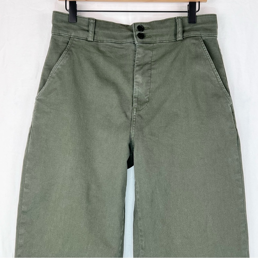 Everlane THE ORGANIC WIDE-LEG PANT Sz 12 Green Utility Casual - Picture 5 of 14